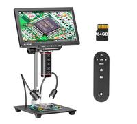 Elikliv EM3K-AF MAX 10.1'' LCD Microscopio Digital de Enfoque automático 3K, 38MP, 2000x, HDMI/USB,Lupa para Monedas y Soldadura, Soporte de 10", 64 GB