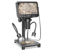 Elikliv Microscopio con báscula de pesaje, lupa digital para monedas de error, lupa de joyería con luces, pantalla LCD de 4.3 pulgadas, cámara de 12 MP, video USB 1080P, vista de PC para adultos