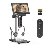 Elikliv Microscopio Digital de Enfoque automático 3K EM3K-AF, Pantalla IPS 7", HDMI/USB, microscopio de Soldadura para Reparaciones, Soporte de 10", 64 GB