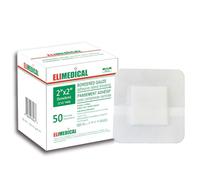 ELIMEDICAL Apósito Adhesivo Estéril tipo Isla con Gasas Bordeadas - Almohadillas de Gasa, apósito para cuidado de heridas con borde adhesivo - suave y altamente absorbente (2"x2"(5x5cm))