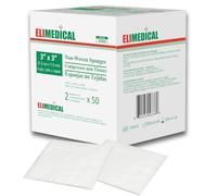 ELIMEDICAL Esponjas no tejidas, hisopos de gasa - estériles, 100 esponjas- almohadillas de gasa estériles suaves y absorbentes para apósitos de heridas. (3"x3"(7.5x7.5cm)-4ply)