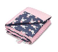 EliMeli Minky - Manta para bebé (forro polar Minky de algodón, relleno, 75 x 100 cm), diseño de conejos, color rosa y azul marino
