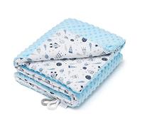 EliMeli Minky - Manta para bebé (forro polar Minky de algodón, relleno, 75 x 100 cm), diseño de conejos, color azul