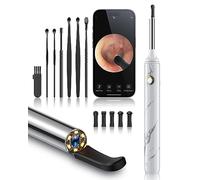 Eliminación de cera de oídos, limpiador de oídos con cámara y luz, cámara de microscopio con juego de 7 piezas, kit de eliminación de cera de oídos con 6 púas de oído, otoscopio para iOS y Android