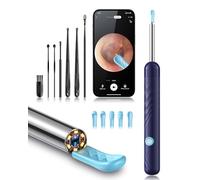 Eliminación de cera de oídos, limpiador de oídos con cámara y luz, herramienta de eliminación de cera de oído con 1080P, kit de limpieza de oídos con 6 cucharas (negro)