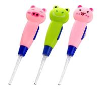 Eliminación de cera de oídos para niños, 3 piezas de eliminación de cera de oídos para niños con luz LED, limpiador de dibujos animados lindo desmontable con luz para fácil acceso, 6x3 pulgadas