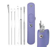 Eliminación De Cera Del Oído - Kit Profesional De Limpieza De Oídos 6 En 1 Con Bolsa De Almacenamiento De PU,Limpiador De Cera Para Oídos, Regalo Para Familiares, Amigos, Adultos Y Niños