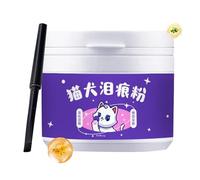 Eliminador de manchas de lágrimas natural - 60 g polvo de ojos seguro para perros y gatos con cepillo | fórmula Eye Risen absorbe y repele las lágrimas, suministros de cuidado de mascotas, polvo de