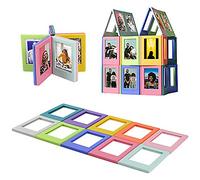 Elinala Marcos de fotos magnéticos, mini marcos de fotos, 10 unids colorido combinación magnética 3 pulgadas editable creativo mini polaroid DIY marco de fotos