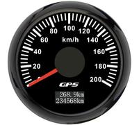 ELING cuentakilómetros GPS de 52 mm, 200 km/h, cuentakilómetros y 7 colores de retroiluminación 12 V 24 V (negro+negro, 0-200 km/h)