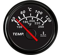 ELING Medidor de temperatura del agua de 52 mm 40-120 ℃, medidor de temperatura universal 9-32 V con retroiluminación roja para coche, camión, motor, buques, yates (negro+negro, estilo puntero)