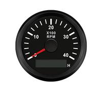ELING Tacómetro de 52 mm medidor de calibre de 4000 RPM con retroiluminación roja con contador de horas para buques tractores