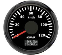 ELING Velocímetro GPS de 52 mm 0 - 120 km/h, indicador de velocidad con 7 colores, retroiluminación 12 V 24 V para camiones yates (negro+negro, 0-120 km/h)