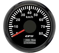 ELING Velocímetro GPS de 52 mm 0 - 80 km/h, cuentakilómetros con retroiluminación de 7 colores para veleros (negro+negro, 0-80 km/h)