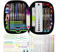 ELINKA - Kit completo para hacer punto con surtido de agujas para ganchillo en aluminio, herramientas de costura, calibre de agujas, tijeras, marcadores de puntada, herramientas para tejer