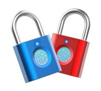 eLinkSmart - Candado de huellas dactilares (2 unidades, rojo y azul), mini candado de huellas dactilares para equipaje, mochila escolar, caja de herramientas