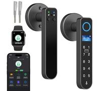 eLinkSmart Cerradura de puerta con manija de huellas dactilares, tarjeta RFID, NFC, palancas de puerta inteligentes sin llave, cerradura digital con teclado modo de privacidad para dormitorio