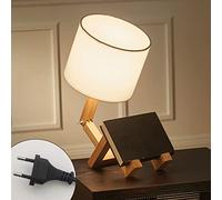 ELINKUME® Creativo robot lámpara de escritorio, ajustable libro estante madera lámpara de noche con pantallas de tela E27 tornillo para niños dormitorio oficina sala de estar iluminación decorativa