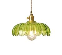 ELINKUME Lámpara de Araña de Vidrio, Lámpara Retro de La Isla de la Cocina,Lámpara de Araña de Flores Verdes en el Restaurante del Hotel del Dormitorio (Excluyendo la Nombilla E27)