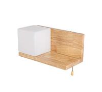 ELINKUME Lámpara de pared con bombilla E27, interruptor blanco cálido, blanco frío, luz LED natural, lámpara de pared de madera para interior, exterior, iluminación de pared para dormitorio, baño,