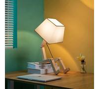 ELINKUME Lámparas de Mesa Robóticas Creativas, Ajustables a La Luz, Faros de Madera Para Libros, Con Pantalla de Tela E27 Tornillos, Iluminación Decorativa de La Sala de Estar del Dormitorio Infantil