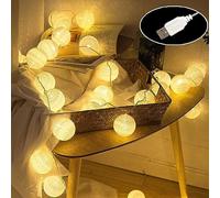 ELINKUME LED Cotton Ball encadenamiento con usb, 4M 20s LED Cotton Ball encadenamiento blanco cálido burbujas balcón ventana fiesta Nochebuena de bodas de decoración de interiores luz