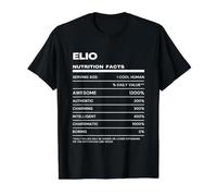 Elio Datos de Nutrición Nombre Gracioso Camiseta gráfica económica, Hombre, Negro, L