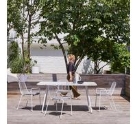 Elio - Mesa de jardín rectangular de terrazo prémium blanco y metal para 4/6 personas H 76 x B 160 x T 90 cm