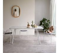 Elio - Mesa rectangular de terrazo prémium y metal verde para 4-6 personas H 76 x B 160 x T 90 cm
