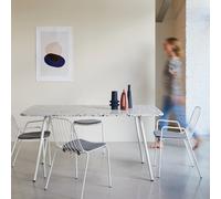 Elio - Mesa rectangular terrazo prémium y metal blanca para 4/6 personas H 76 x B 160 x T 90 cm