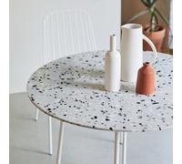 Elio - Mesa redonda de terrazo prémium y metal blanca para 4 personas H 77 x B 90 x T 90 cm