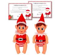 ELISA BOTELLA Elves Behavin' Badly - Pack de 2 Elfos bebés Navideños con Certificados de Adopción, Muñecos de Navidad, Bebe Elfo Travieso, Elfo bebé Navidad, Chico y Chica