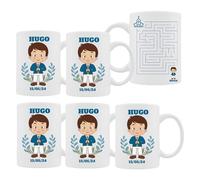 ELISA BOTELLA Lote 5 tazas personalizadas comunión, tazas comuniones niña, regalo comunion, ideal invitados comunion, taza con ilustracion de laberinto