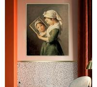 Élisabeth Vigée Le Brun "Julie Le Brun mirándose al espejo". Impresión en lienzo, pintura estética, imagen artística para decoración del hogar (40 x 50 cm, sin marco).