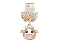 ELISE & FONDA CP666 - Puerto de carga USB de cristal antipolvo para iPhone 14/13/12/11/XS MAX/XR/X/8 Plus/7/6S/8/SE, iPad iPod (rosa)