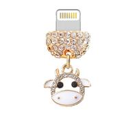ELISE & FONDA CP667 - Puerto de carga USB de cristal antipolvo para iPhone 14/13/12/11/XS MAX/XR/X/8 Plus/7/6S/8/SE, iPad iPod (blanco)