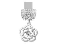 ELISE & FONDA TP1038 Tipo-C Puerto de carga de cristal anti polvo Plug Little Rose Flower teléfono celular encanto para iPhone 15/16/Samsung/OnePlus/Xiaomi/oppo teléfonos Android (plata)
