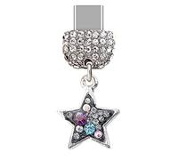 ELISE & FONDA TP154 Tipo-C Puerto de carga USB Crystal Anti Dust Plug Little Star Colgante de teléfono celular Charm para Samsung Galaxy/Huawei/OnePlus/Xiaomi/oppo Teléfonos Android (Negro)