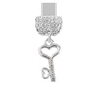 ELISE & FONDA TP233 Tipo-C Puerto de carga USB Crystal Anti Dust Plug Little Love Heart Key Colgante de teléfono celular encanto para Samsung Galaxy/Huawei/OnePlus/Xiaomi/oppo teléfonos Android