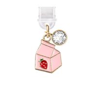 ELISE & FONDA TP248 Tipo-C Puerto de carga USB anti polvo enchufe pequeño leche de fresa teléfono celular encanto para Samsung/Huawei/OnePlus/Xiaomi/oppo teléfonos Android (rosa), approx. 1.3 cm (L) x