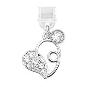 ELISE & FONDA TP304 Tipo-C Puerto de carga USB anti polvo enchufe cristal amor corazón teléfono celular encanto para Samsung/Huawei/OnePlus/Xiaomi/oppo teléfonos Android (blanco), approx.1.8 cm (L) x