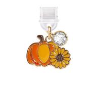 ELISE & FONDA TP432 - Puerto de carga USB tipo C, enchufe antipolvo para Halloween, calabaza, girasol, teléfono celular para iPhone 15/Samsung/OnePlus/Xiaomi/oppo teléfonos Android (naranja), approx.