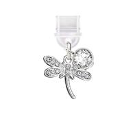 ELISE & FONDA TP858 Tipo-C Puerto de carga de cristal anti polvo pequeño cristal libélula teléfono celular encanto para iPhone 15/16/Samsung/OnePlus/Xiaomi/oppo teléfonos Android (blanco)