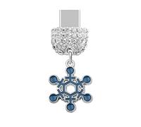 ELISE & FONDA TP925 Tipo-C Puerto de carga de cristal anti polvo tapón pequeño copo de nieve Navidad teléfono celular encanto para iPhone 15/16/Samsung/OnePlus/Xiaomi/oppo teléfonos Android (azul)