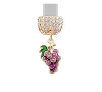 ELISE & FONDA TP961 Tipo-C Puerto de carga de cristal anti polvo enchufe pequeño uva teléfono celular encanto para iPhone 15/16/Samsung/OnePlus/Xiaomi/oppo teléfonos Android (morado)