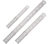 Elisel juego de 3 reglas de acero inoxidable, regla rígida de acero inoxidable con graduación en pulgadas/métricas, 12 pulgadas, 8 pulgadas y 6 pulgadas