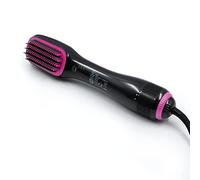 ELISON Cepillo eléctrico alisador de aire integrado, tecnología de iones negativos, 2 tamaños de cerdas, temperatura ajustable, funda blanda incluida, color negro/fucsia