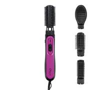 ELISON Cepillo eléctrico alisador para el pelo, 4 en 1 multifunción, cepillo de aire frío y caliente, temperatura ajustable, funda blanda incluida, color negro/fucsia