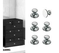 Elistonie 6 botones autoadhesivos para cajones, color gris, de aluminio, sin taladrar, para armarios, espejos, para pegar en armarios, neveras y cajones (gris, 28 mm)