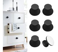 Elistonie Morandi - Paquete de 6 pomos autoadhesivos de aluminio de color negro mate para cajones, sin taladrar, para armario, espejo, tocador, ventana